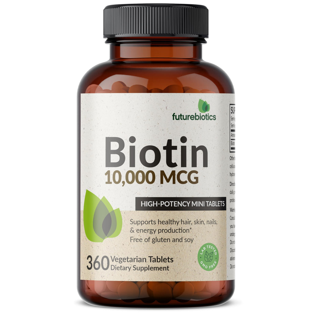 Futurebiotics Biotin 10,000 MCG High Potency Tablets Supports Healthy Hair, Skin & Nails & Energy Production, Non-GMO, 180 Vegetarian Tablets