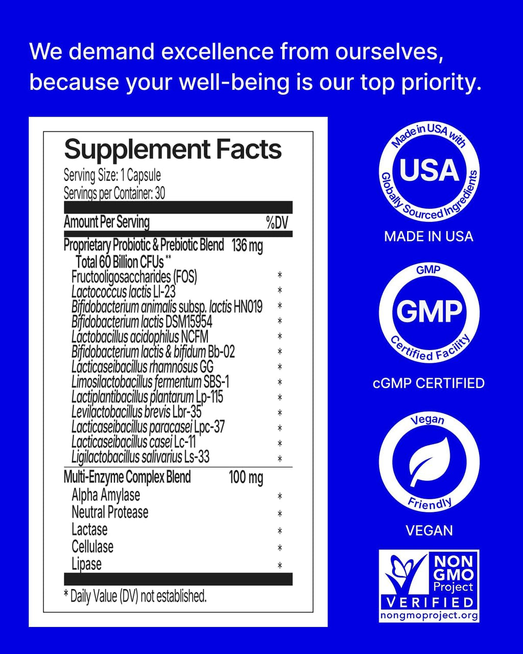 3-in-1 Gut Health Probiotics with Digestive Enzymes - 30 CT | 60B CFU, 12 Clinically Studied Strains & Prebiotics, Bloating & Gas Relief, Regularity, Digestive Health for Women & Men