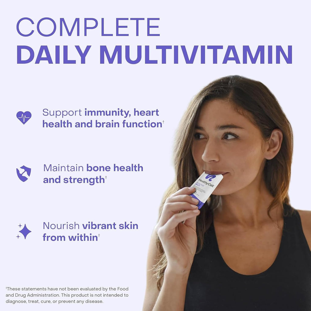 Healthycell Bioactive Multi - Daily Liquid Multivitamin for Men & Women | 20+ Essential Vitamins, Minerals & Antioxidants for Brain, Heart, Immunity, Energy, Skin & Hair Support - 30 Gel Packs