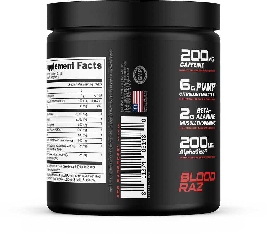 Bucked Up Pre Workout - Best Tasting - 6 Grams Citrulline, 2 Grams Beta Alanine Non Proprietary Blend, Powder (Strawberry Kiwi)