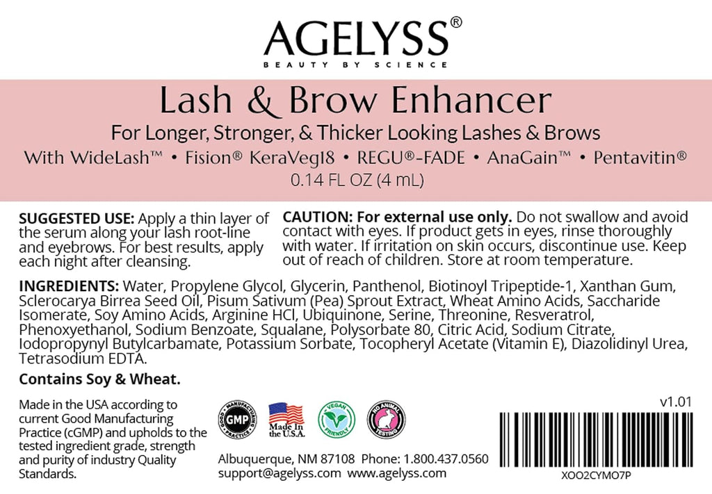 Agelyss Lash & Brow Enhancer - Longer, Stronger & Thicker Lash and Brows - 1 Bottle