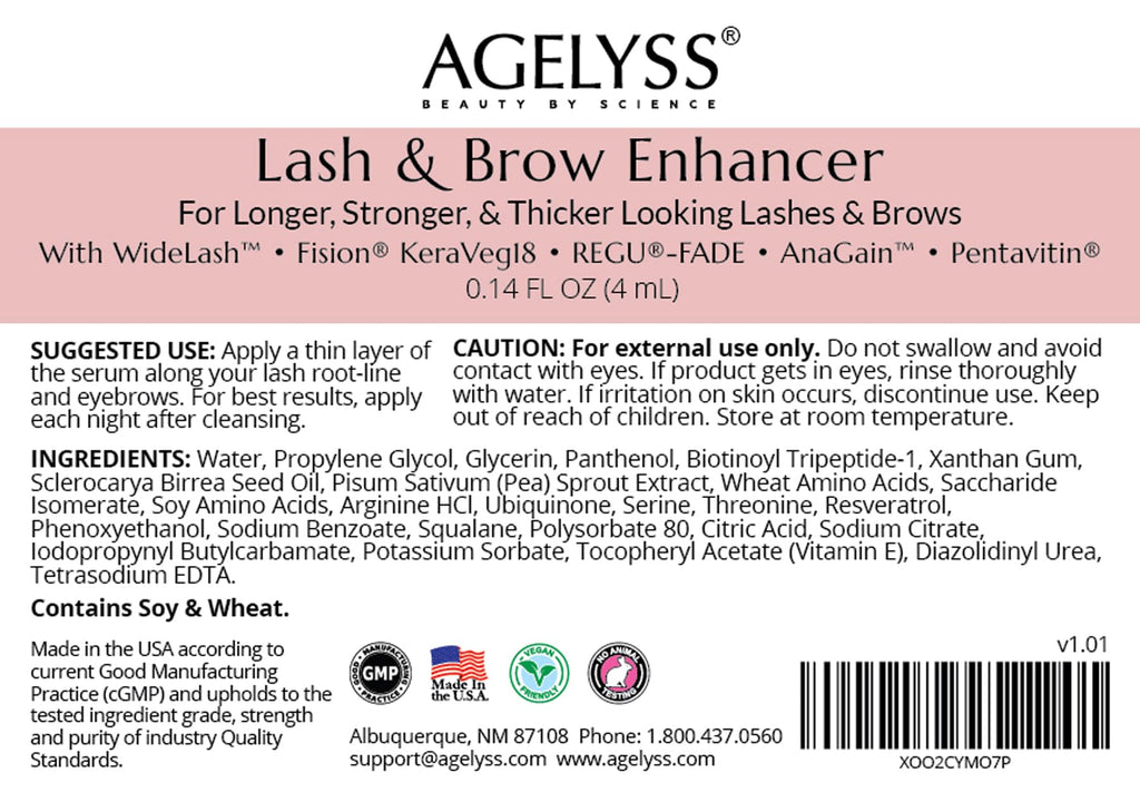Agelyss Lash & Brow Enhancer - Longer, Stronger & Thicker Lash and Brows - 1 Bottle