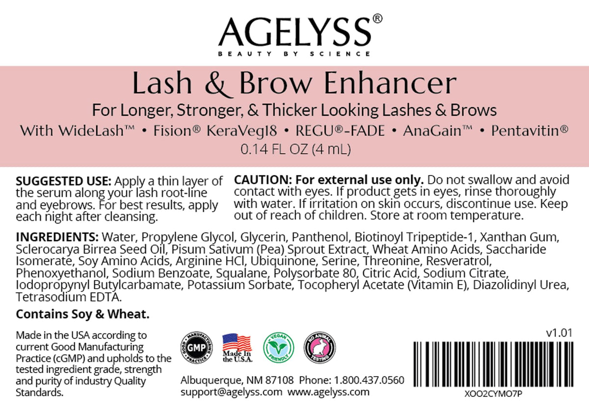 Agelyss Lash & Brow Enhancer - Longer, Stronger & Thicker Lash and Brows - 1 Bottle