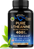 L Theanine 400 mg | L-Theanine Stress Relief | Extra Strength Supplement | Lab Tested | Relaxation, Sleep & Calm Support | For Men & Women | Plant Based, Non-GMO & Gluten-Free | 120 Vegan Capsules