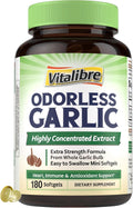 Odorless Garlic, Extra Strength Extract, Non-GMO, No Gluten, Heart & Immunity, Antioxidant Defense, 180 Softgels