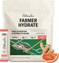 Ballerina Farm Farmer Hydrate Grapefruit Ginger Electrolyte Powder Packets | Travel Ready, Coconut Water, Irish Sea Moss, French Sea Salt, 210mg Sodium, 25 Count