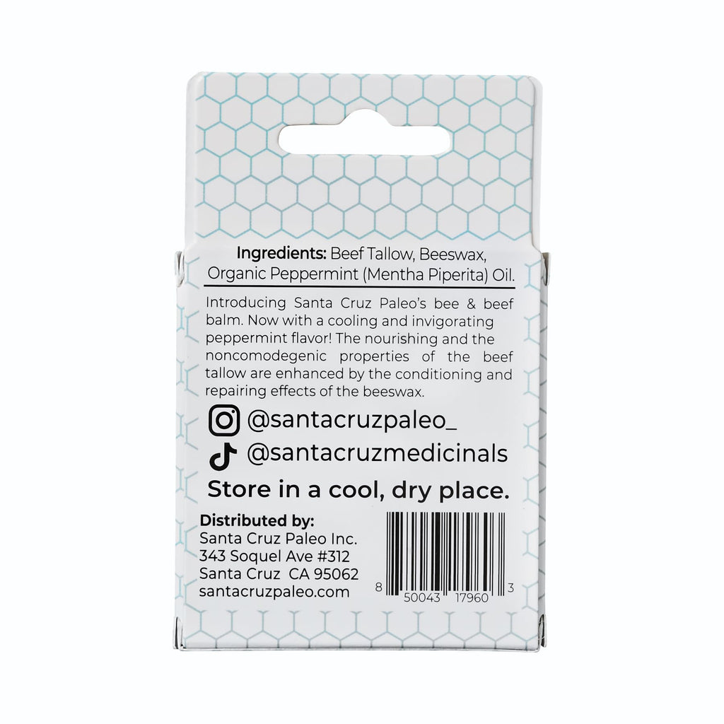 Santa Cruz Paleo Grass Fed Beef Tallow & Beeswax Lip Balm, 1 Pack, Beef Tallow for Skin Care Moisturizer, Hypoallergenic for Sensitive Skin, Long Lasting & Vitamin Rich, Unflavored