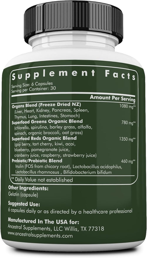 Ancestral Supplements Greens Bundle & Frother Wand – Organic Superfood Greens & Reds Blend with Spirulina, Chlorella, Grass Fed Beef Organs, and Probiotics for Gut Health, Rechargeable Electric Froth
