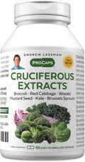 ANDREW LESSMAN Cruciferous Extracts 60 Capsules - High Levels of Glucosinolates and Sulforaphane from Broccoli, Red Cabbage, Mustard Seed, Wasabi, Brussels Sprouts and Kale Extracts, No Additives