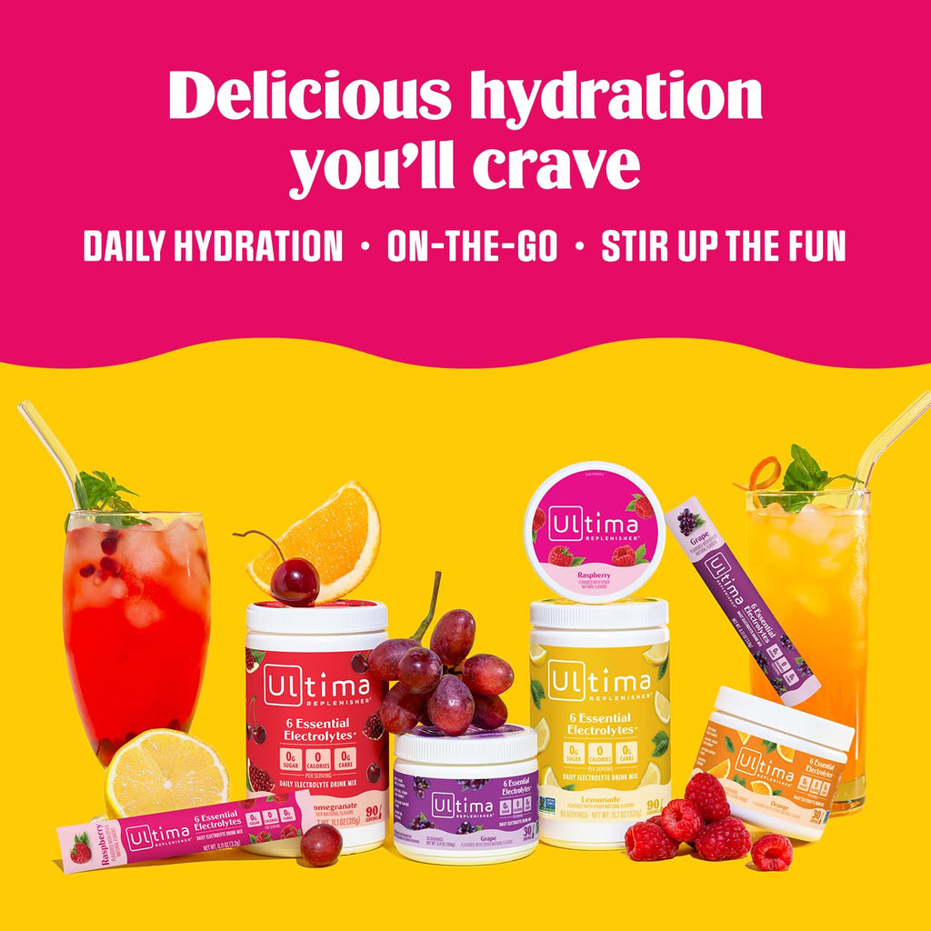 Ultima Replenisher Electrolyte Powder Drink Mix Bundle – Sugar Free – Watermelon, 30 Serving Canister and 20 Stickpacks – 6 Electrolytes and Minerals – Keto Friendly, Vegan, Non-GMO
