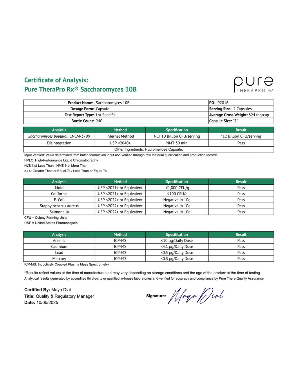 Saccharomyces Boulardii Probiotics 10 Billion CFU Made in USA | No Fillers Patented Strain: Lynside CNCM I-3799 Probiotics for Men and Women | Pure TheraPro Rx, Pharma Grade 120 Count