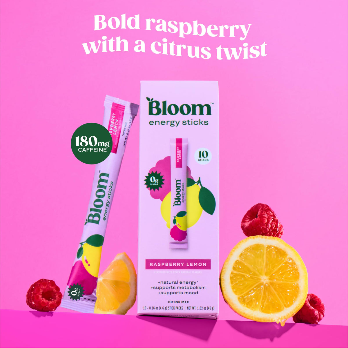 Bloom Nutrition Energy Drink Powder Packets, Strawberry Watermelon, 10 Ct | Sugar Free Drink Mix with L-Theanine, B Vitamins & Natural Caffeine, On the Go Powder Sticks for Natural Energy, 10 Calories