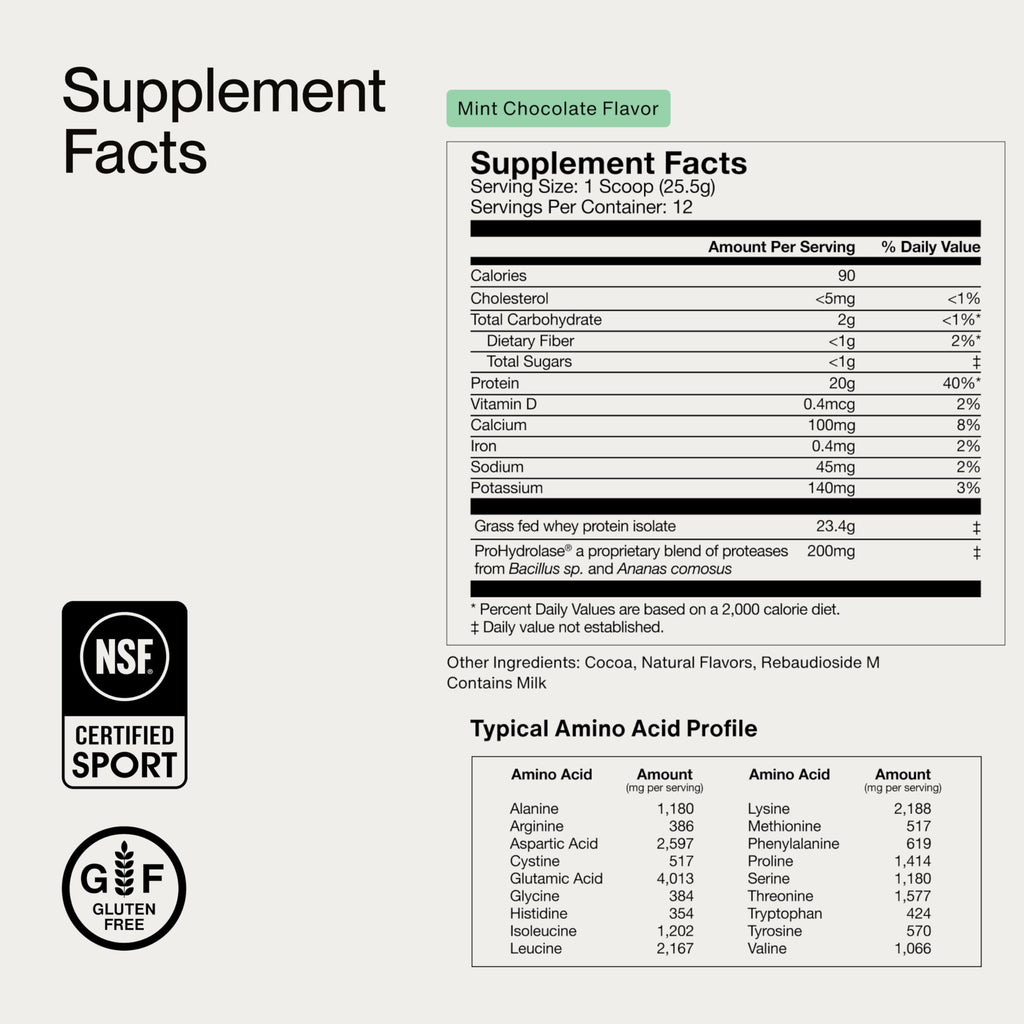 Momentous Essential Grass-Fed Whey Protein Powder - 20 g Whey Isolate Protein - NSF Certified for Sport - Gluten-Free - 25 Servings for Essential Everyday Use - Vanilla - Package May Vary