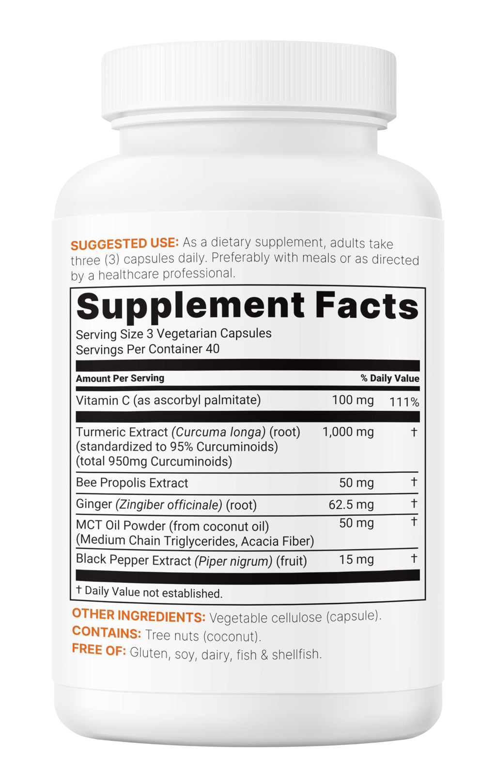 Micro Ingredients Turmeric Curcumin 1,000mg Per Serving, 120 Capsules | Turmeric Curcumin Supplement with 95% Curcuminoids, Black Pepper & Ginger. Filler Free, Non-GMO, Vegetarian, Gluten Free.