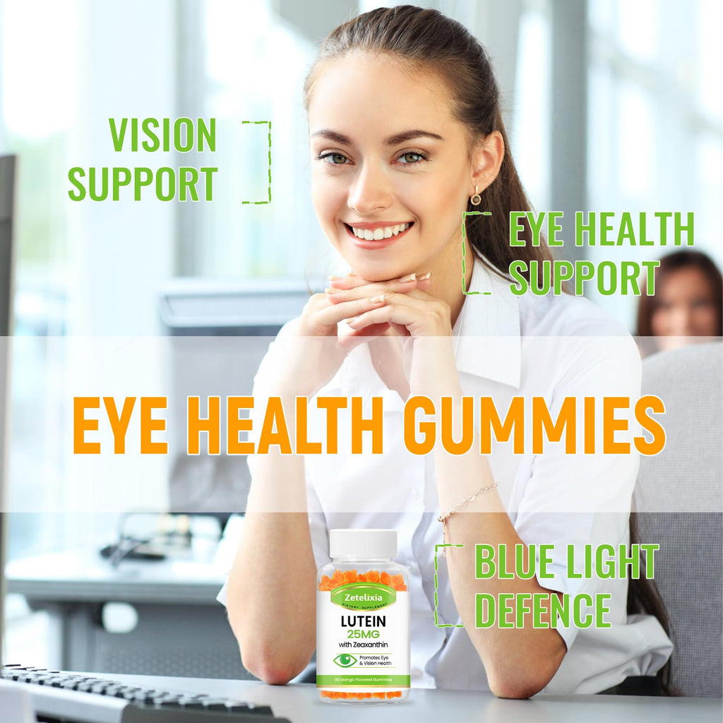 Lutein Gummies 25mg - Eye Vitamins Lutein & Zeaxanthin Eye Health Supplements for Adults,Sugar Free Eye Health Gummies Supplement - Support Vision,Macular,Blue Light Filtering (120 Count)