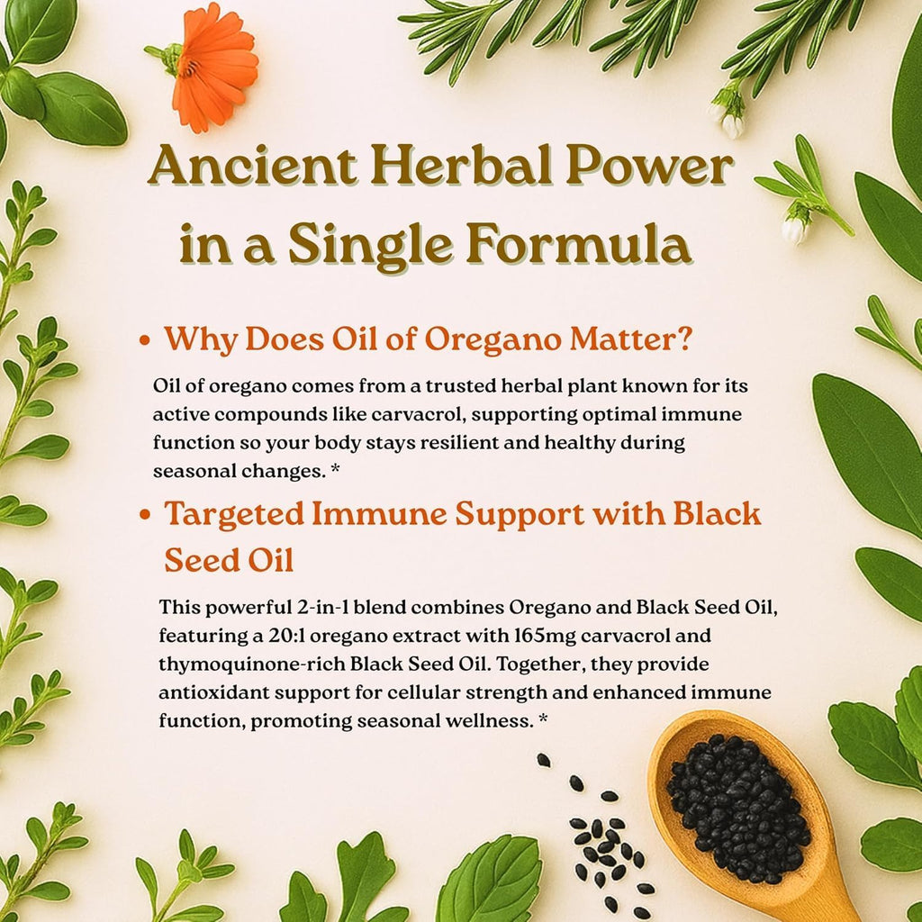 Micro Ingredients Oil of Oregano with Black Seed Oil, 300 Softgels | Naturally Occurring Carvacrol & Thymoquinone. 2-in-1 Oregano Oil Supplement. Non-GMO, Gluten Free, 3rd Party Tested.