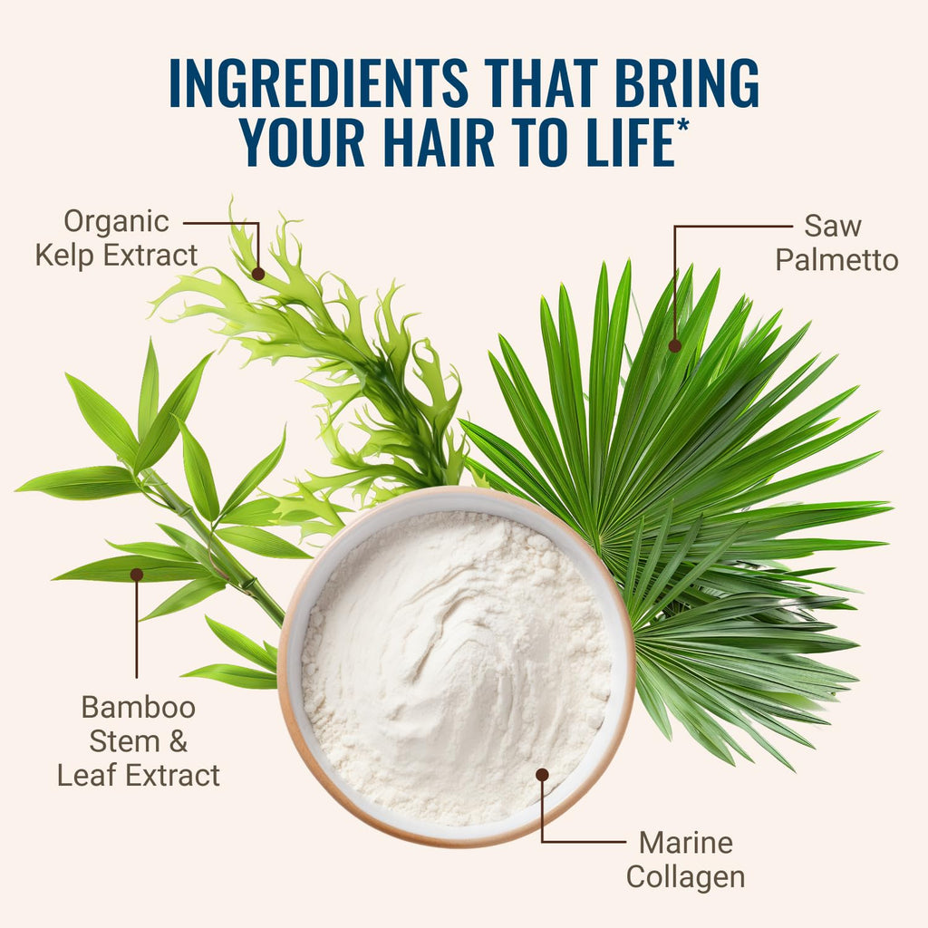 Hair La Vie Live Conscious Revitalizing Blend Hair Growth Vitamins for Women to Support Health of Hair - Supplements w/Biotin, Collagen & Saw Palmetto for Thick, Full Hair - 60 Caps
