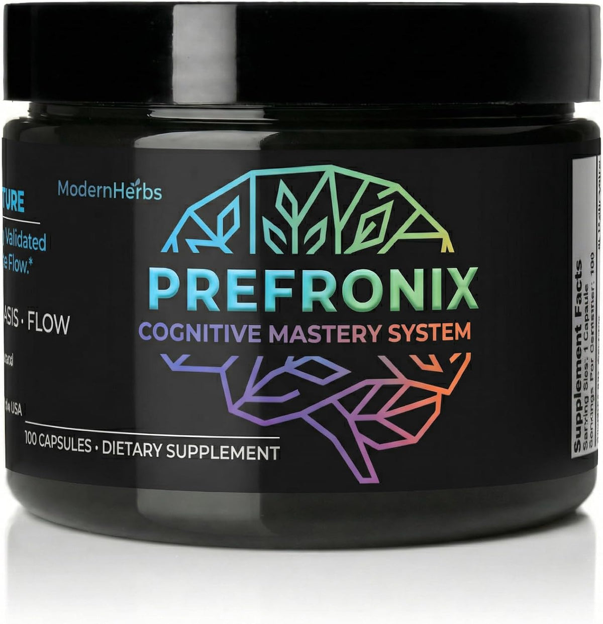 Prefronix Nootropic Brain Supplement, Ginkgo Biloba, Memory & Cognitive | 100-Day Supply; Caffeine-Free Daily Focus; 14 Botanicals for Men, Women and Seniors; GMP-Certified Quality