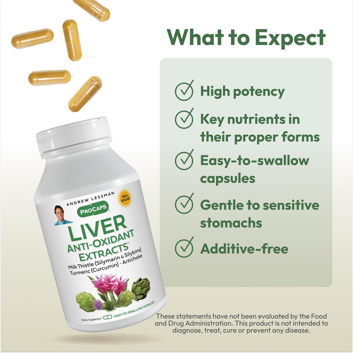 Andrew Lessman Liver Anti-Oxidant Extracts 60 Capsules | Milk Thistle & Curcumin phospholipid complexes for enhanced absorption. Includes Artichoke & B Vitamins.