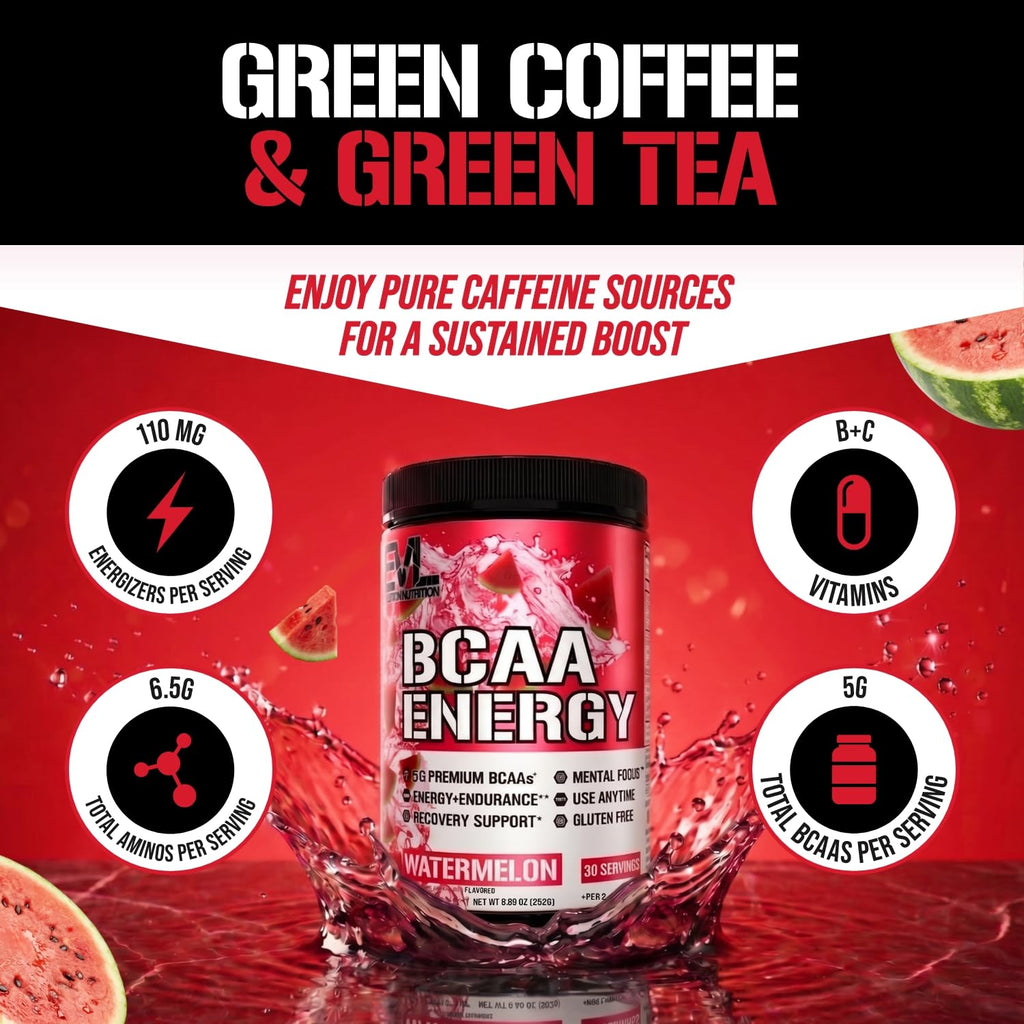 Evlution EVL BCAAs Amino Acids Powder - BCAA Energy Pre Workout Powder for Muscle Recovery Lean Growth and Endurance - Rehydrating Post Workout Recovery Drink with Natural Caffeine - Pink Lemonade