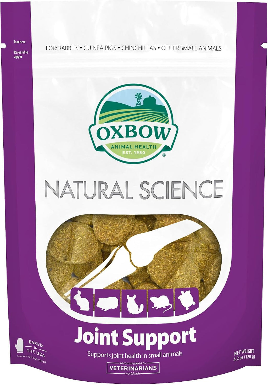 Oxbow Natural Science Joint Supplement for Rabbits & Guinea Pigs, 4.2 oz | Healthy Cat Treats, Natural Feline Snacks, Protein Rich, Crunchy Biscuits, Indoor Cats, Kitten Rewards, Made in USA
