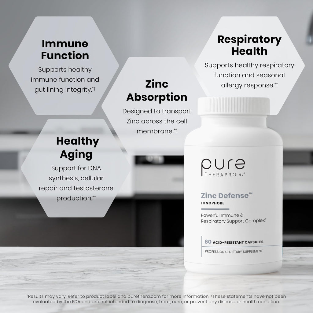 Zinc Defense | Zinc + Copper + Quercetin | 60 Servings in Vegan Capsules | L-OptiZinc & Quercefit Ionophore | Chelated Minerals | Immune, Gut, & Hormonal Balance Support