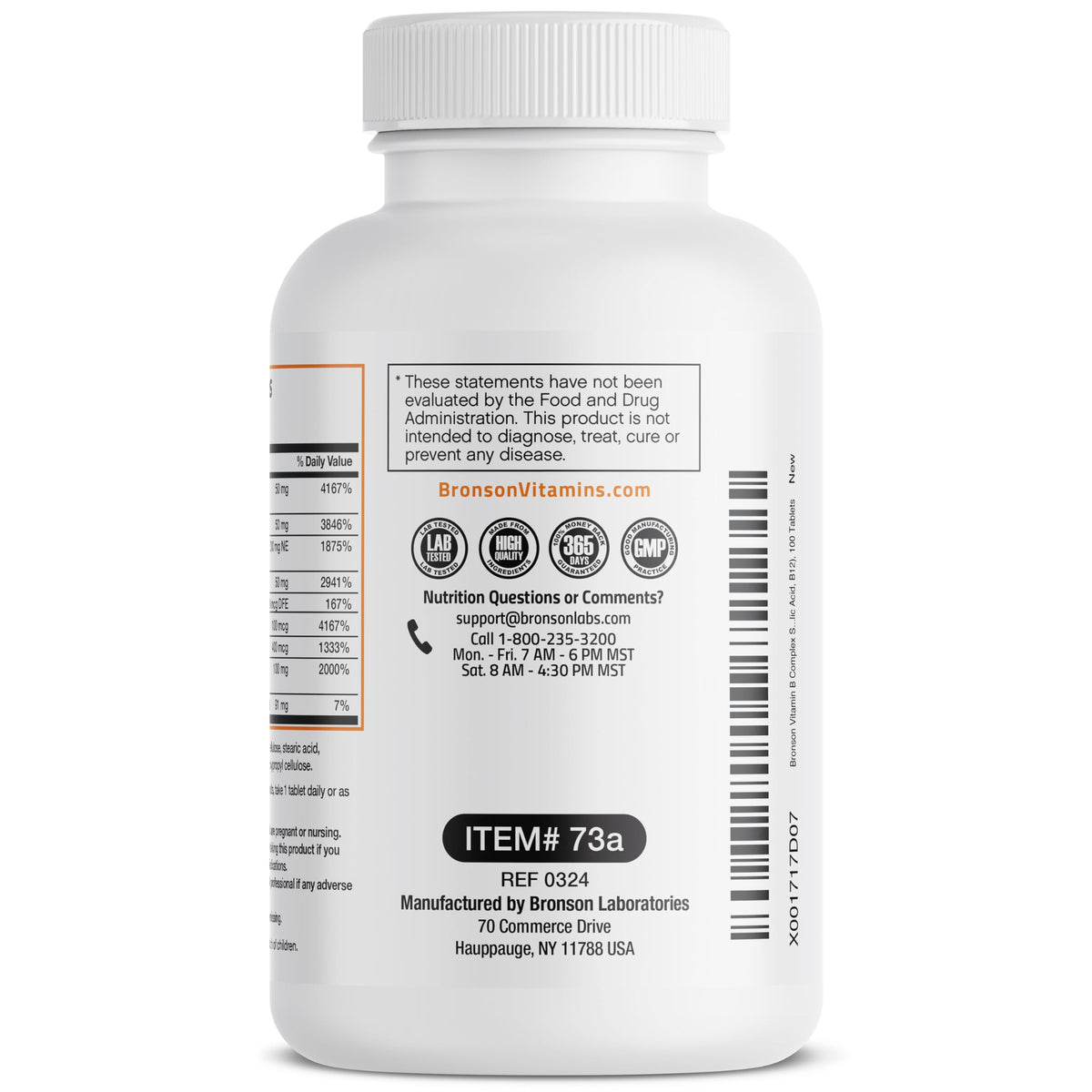 Bronson Super B Vitamin B Complex Sustained Release for Energy, 60 Tablets | B1, B2, B3, B6, Folic Acid, B12, Biotin & Pantothenic Acid, One-Tablet Formula, Non-GMO, Gluten-Free & Soy-Free