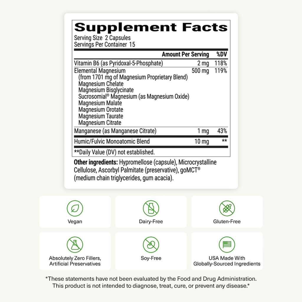 BIOptimizers Magnesium Breakthrough Supplement with 500mg - 7 Forms of Magnesium: Glycinate, Malate, Citrate, and More - Natural Support for Sleep and Cognitive Function -60 Capsules- Calming Vitamins