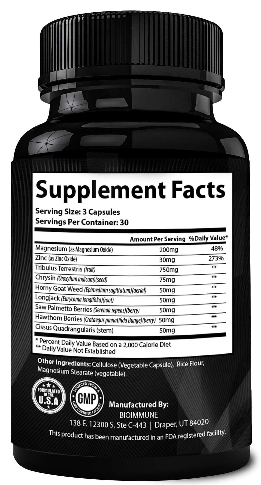 BioImmune TESTAGRA Testosterone Booster for Men. 10X Concentrated- 90 Capsules - Increase Lean Muscle Energy Drive Strength. Saw Palmetto, Tribulus, Tongkat Ali, Horny Goat Weed, Zinc