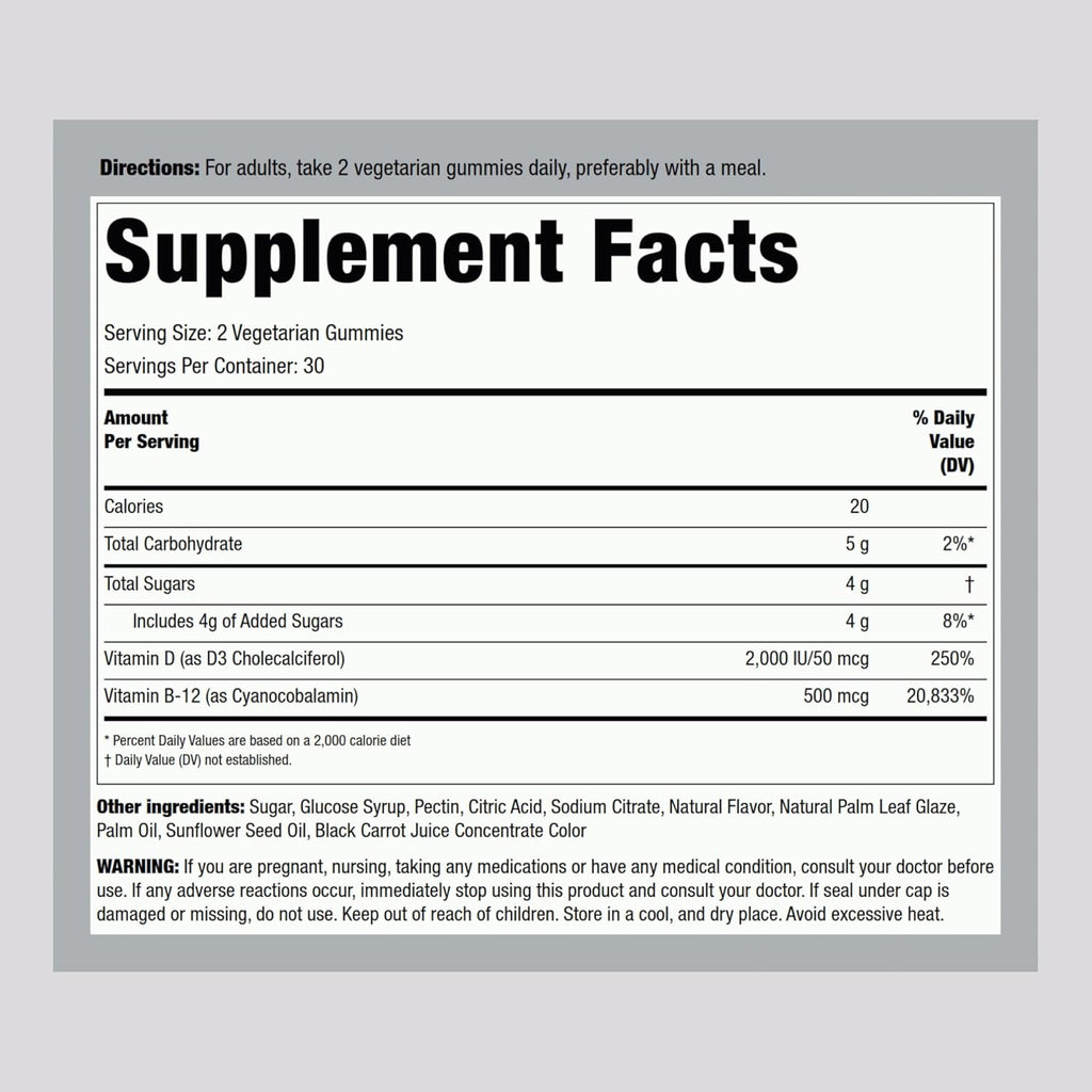 Piping Rock Vitamin D3 and B12 Gummies | 60 Count | Supplement for Women and Men | High Potency | Strawberry Flavor | Vegetarian, Non-GMO, Gluten Free
