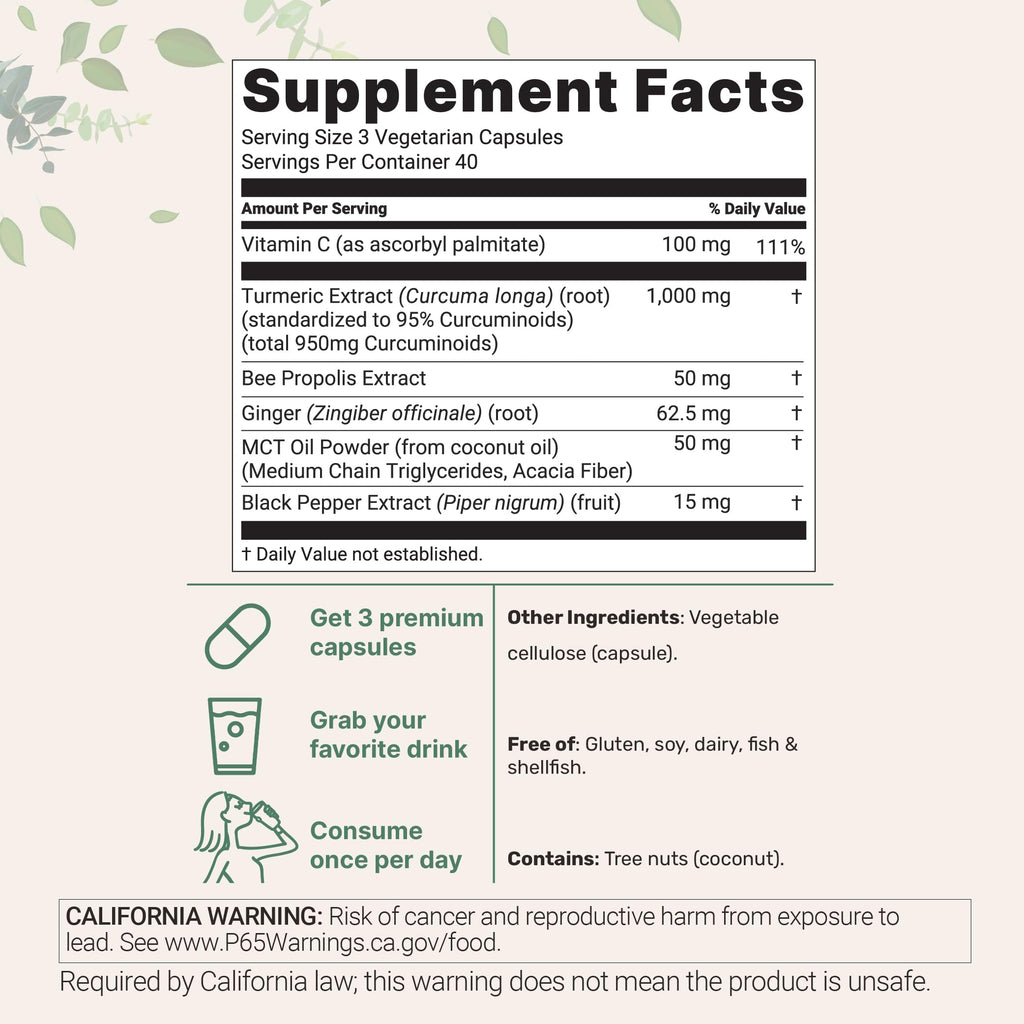 Micro Ingredients Turmeric Curcumin 1,000mg Per Serving, 120 Capsules | Turmeric Curcumin Supplement with 95% Curcuminoids, Black Pepper & Ginger. Filler Free, Non-GMO, Vegetarian, Gluten Free.