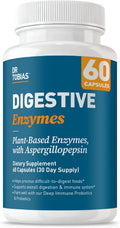 Dr. Tobias Digestive Enzymes 18-Enzyme Blend 60 Caps | Digestive Support | Take at Meal-Time | Enzymes for Digestion | Amylase + Lipase + Lactase | Digest Proteins, Fats, Carbs & Dairy | 30 Servings