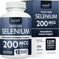 Selenium 200mcg Capsules, 1 Year Supply, Yeast-Free Selenomethionine, Vegan | Immune Antioxidant and Thyroid Health Support, Selenium Supplements for Women and Men, Gluten-Free & Non-GMO, 365 Capsules
