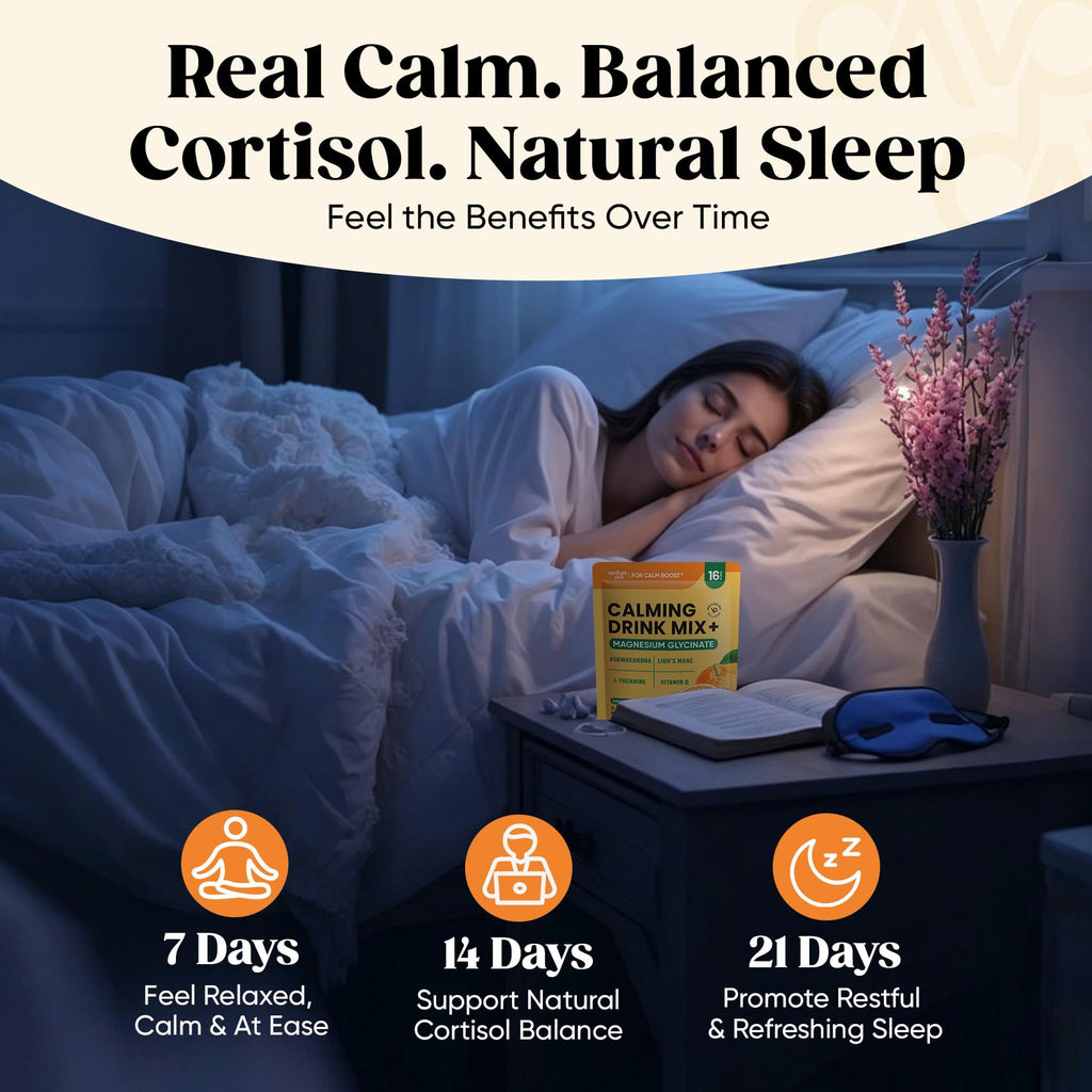 Venture Pal Calm Drink Mix, 12-in-1 Cortisol Reducer & Sleep Aid | Magnesium Glycinate, Ashwagandha, L-Theanine & Vitamin D, Calm Magnesium Powder for Relax & Focus, No Sugar, Non GMO