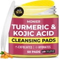 Turmeric Kojic Acid Cleansing Pads for Face Dark Spots - Hydrates & Plumps | With Vitamin C & E, Sensitive Skin Friendly (50 Pads)