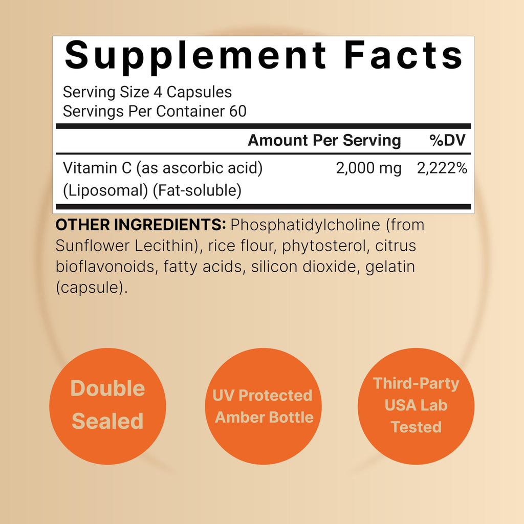 NatureBell Liposomal Vitamin C 2,000mg Per Serving, 240 Capsules | Fat-Soluble Vitamin C – Daily Vitamin Supplement for Men & Women – Non-GMO, Gluten Free