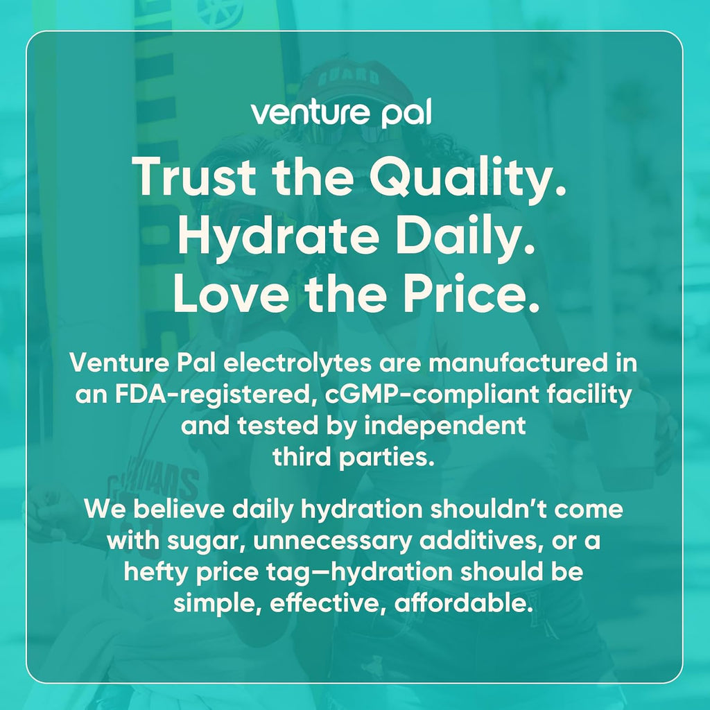 Venture Pal Sugar Free Electrolyte Drink Mix Bundle – Daily IV Hydration Packets with 7 Electrolytes & 5 Vitamins | Rapid Rehydration for Energy, Recovery & Wellness | Keto, Vegan, Non-GMO