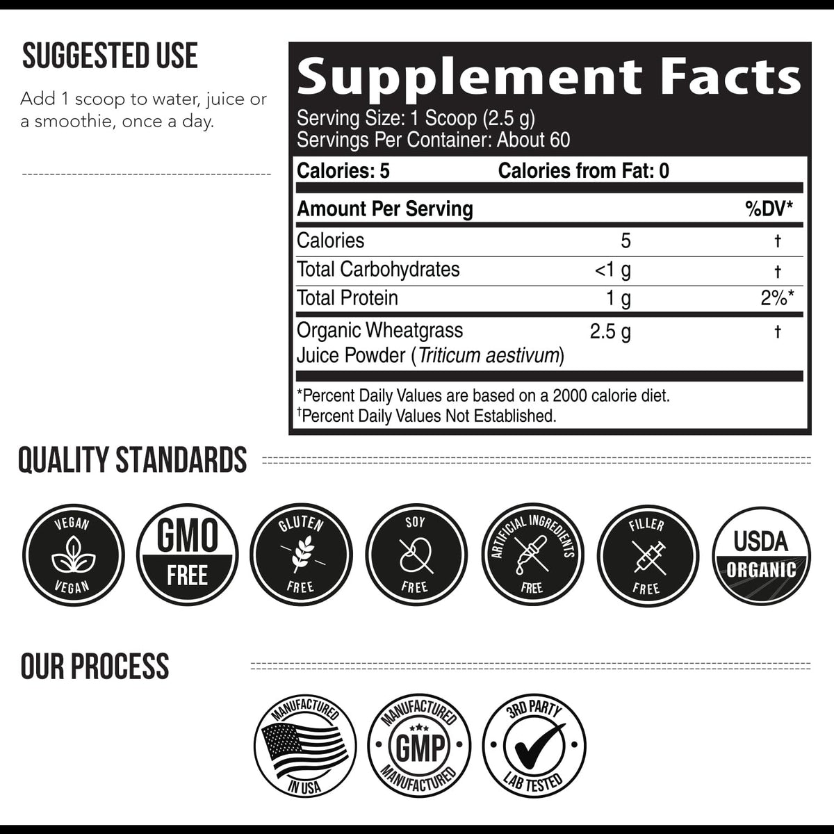 Organic Wheatgrass Juice Powder - Organic, Grown in Volcanic Soil of Utah - Raw BioActive Form, Cold-Pressed Then CO2 Dried, 20:1 Concentrate Juice Extract - Unflavored (5.3 oz – 60 Servings)