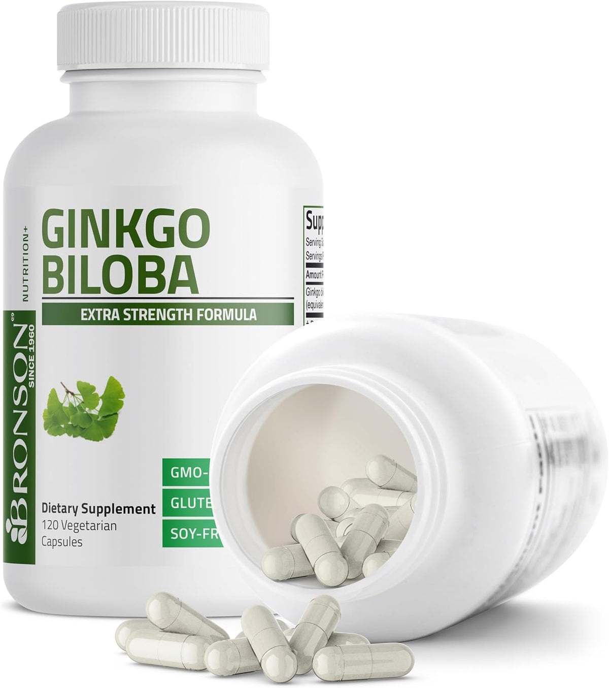 Bronson Ginkgo Biloba Extra Strength Brain & Memory Support 120 Capsules | Vegetarian, Non-GMO, Gluten Free, Soy Free, Memory, Cognitive & Brain Health Support