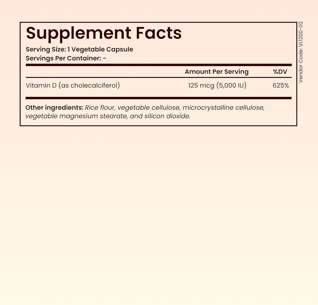 Vitamin D3 5000 IU - High Potency Immune & Bone Support Supplement - Daily Vitamin D3 for Immune System, Bone Health, Mood & Muscle Function - Non-GMO Softgels