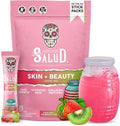 Salud 2-in-1 Skin + Beauty Drink Mix, Strawberry Kiwi | Collagen Peptides with Verisol, Hyaluronic Acid, Vitamin C, Biotin + Lustriva, Hydration Sticks, Gluten Free (15 Servings)