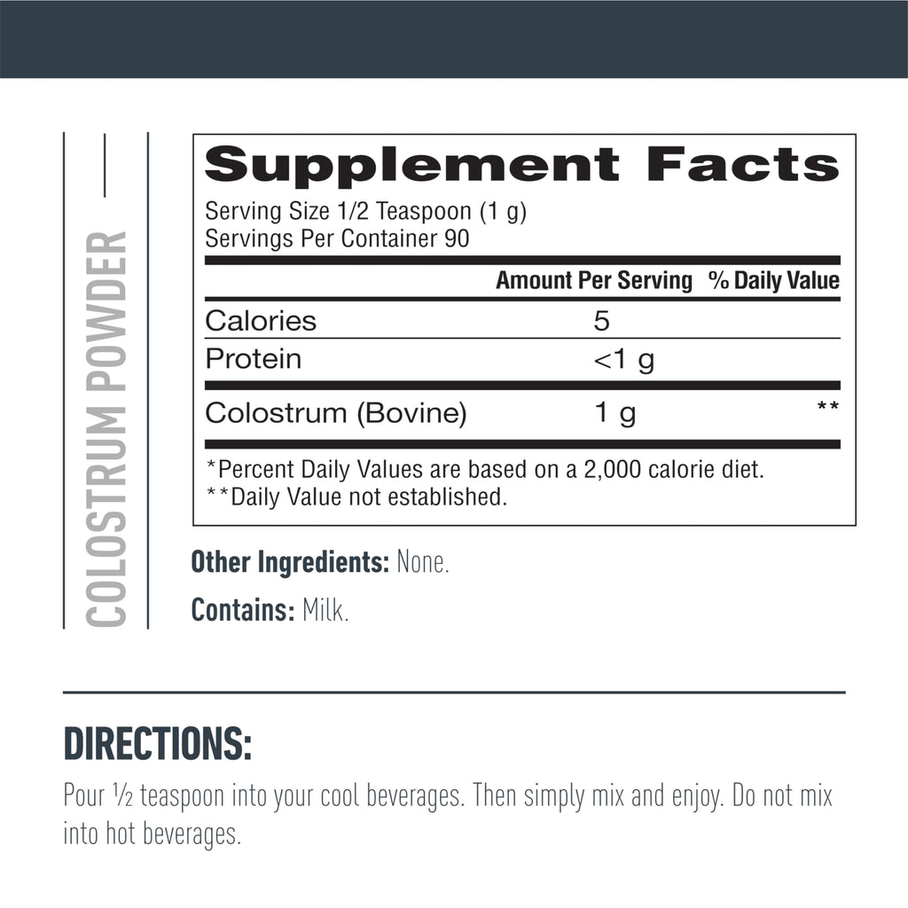 Isopure Bovine Colostrum Supplement Powder, Gently Processed, 90 Servings