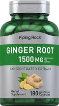 Piping Rock Ginger Root Extract Supplement | 180 Powder Capsules | Non-GMO & Gluten Free Concentrated Formula