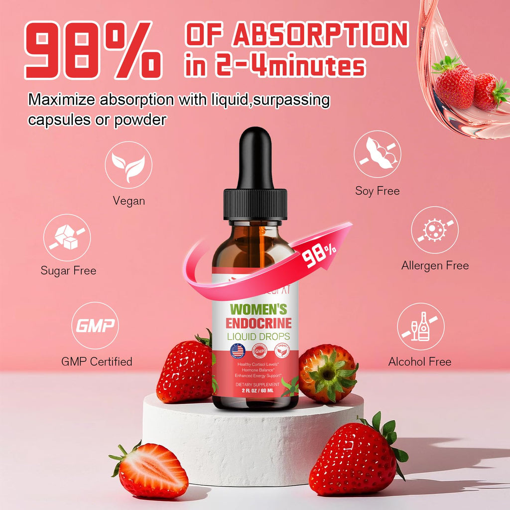 Migcopat Women Endocrine Superfood Supplement Liquid Drops, Supports Healthy Cortisol Levels, Hormonal Balance, Gut Health, Mood, Sleep Support, Multivitamin+Inositols, Rhodiola, DIM