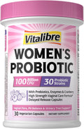 Vitalibre Probiotics for Women 30 Strains, 100B CFUs Vaginal Probiotics | with Digestive Enzymes, Prebiotics & Cranberry for Urinary Tract Health, pH Balance, 30 Veggie Capsules