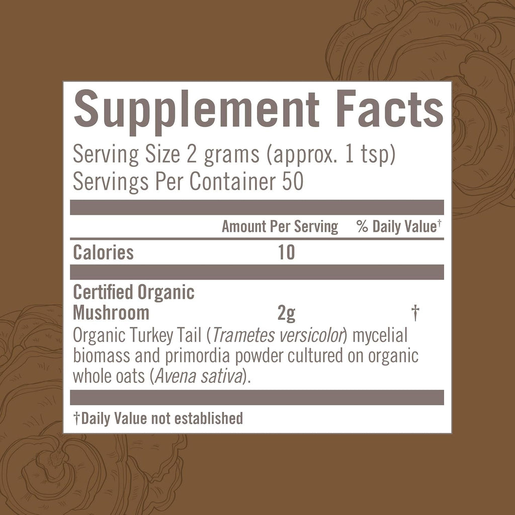 OM MUSHROOM SUPERFOOD Turkey Tail Organic Mushroom Powder Pouch, 7.05 Ounce, 100 Servings, Immune Support, Polysacchrides, Beta-Glucans, Gut Health & Holistic Defense Mushroom Supplement