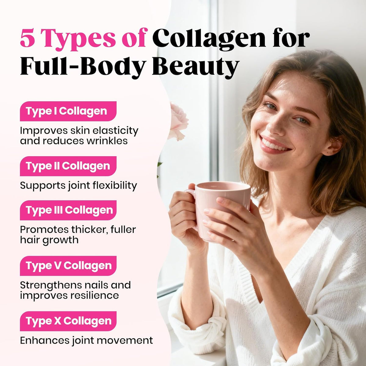 Multi Collagen Powder Type I II III V X, Hydrolyzed Collagen Peptides | With MSM, Glucosamine Chondroitin, Hyaluronic Acid & Vitamin C to Support Skin, Hair, Nails & Joint Health, Unflavored