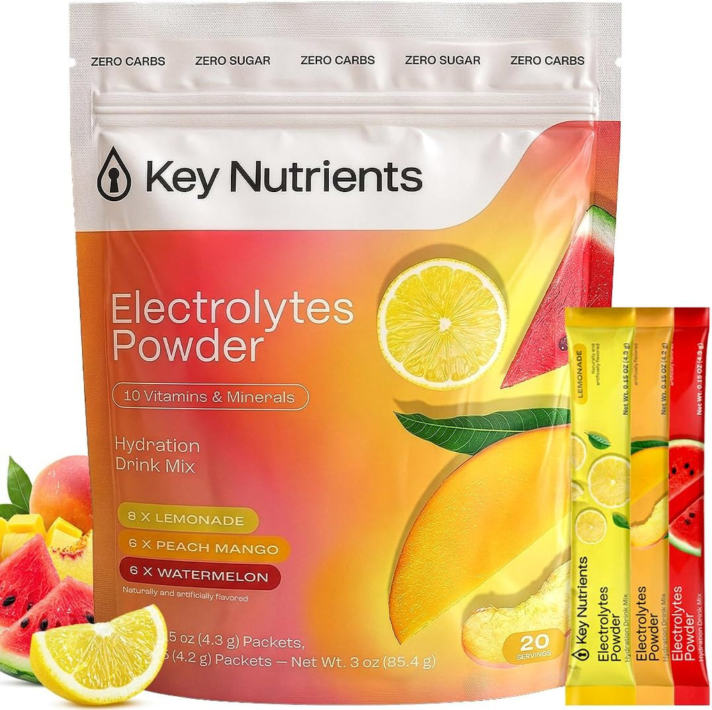 KEY NUTRIENTS Electrolyte Packets Bundle, Variety Pack Plus Peach Mango