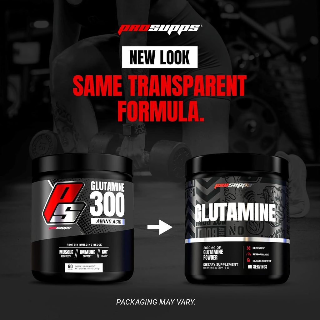 ProSupps Glutamine Powder for Men & Women - 5000mg L-Glutamine Workout Supplement for Muscle Recovery, Immune Support & Gut Health - Zero Sugar & Carbs, Gluten-Free - Unflavored, 60 Serving