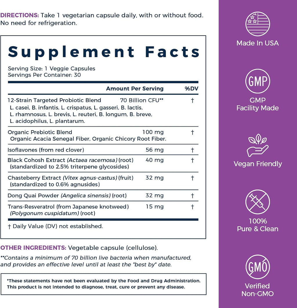 NewRhythm Women's Premium Bundle: Vaginal Health with P-5-P & Vitamin C + Menopause Relief with Botanicals, 18 Strains, 90 Capsules